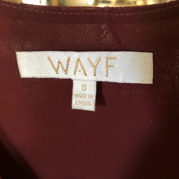 Wayf Burgundy Long Sleeve Short Dress with V neck - Picture 4 of 4